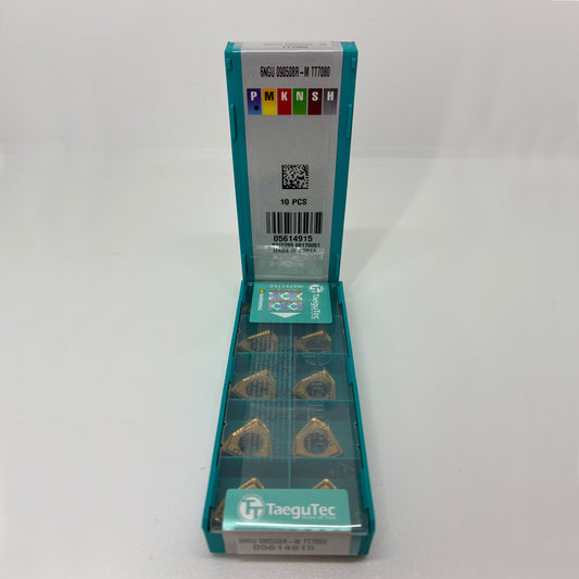 Plaquita indexable Taegutec 6NGU 090508R-M TT7080 – vista frontal, grado CVD TT7080 para fresado CNC
